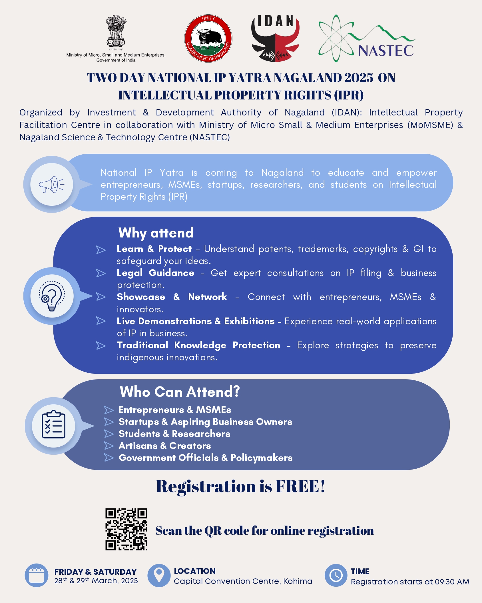 TWO DAY NATIONAL IP YATRA NAGALAND 2025 ON  INTELLECTUAL PROPERTY RIGHTS (IPR)
