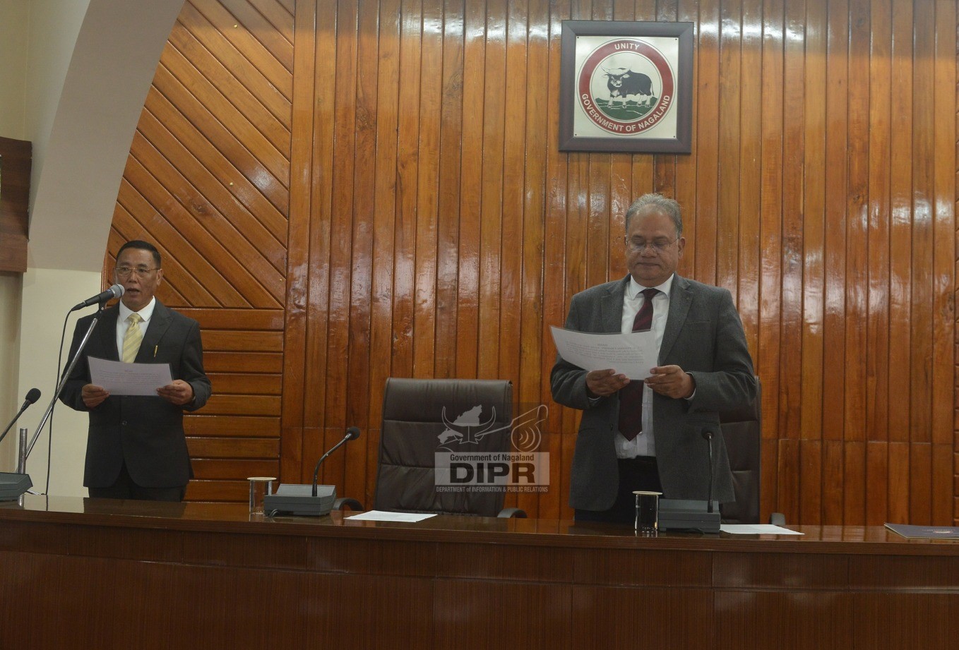 Chief Secretary, Dr. J Alam, IAS, administering the Oath of Secrecy to A. Pitoho Chophy, Member of NPSC held at Conference Hall, Nagaland Civil Secretariat