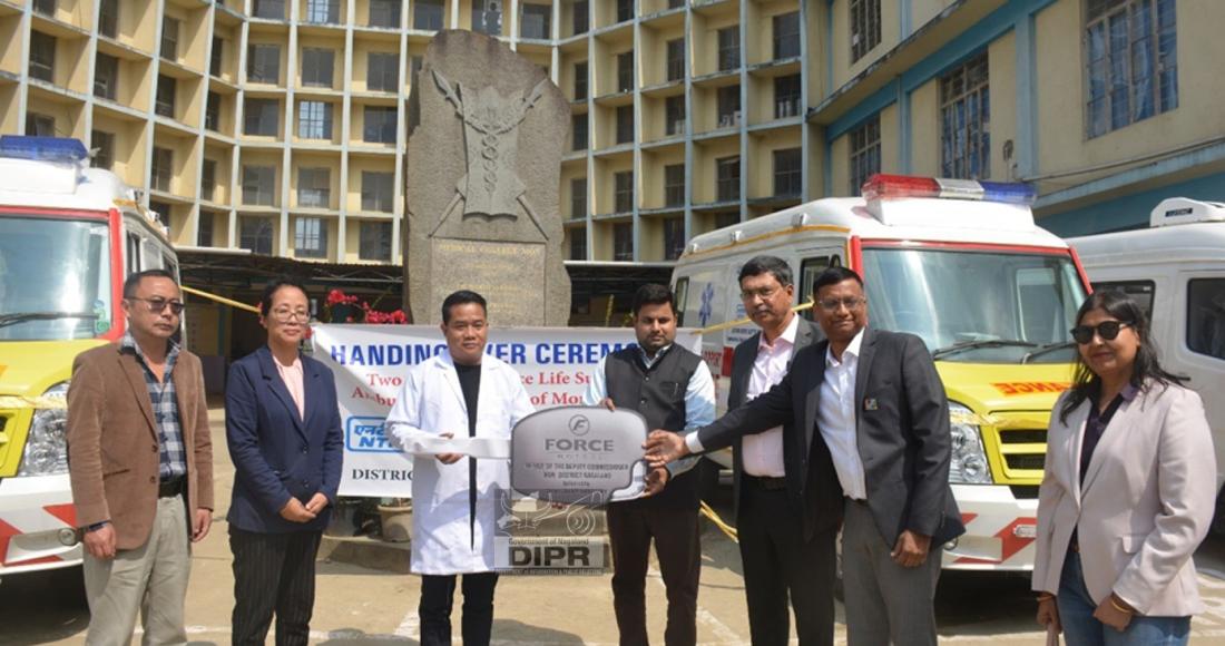 NTPC FUNDED TWO ADVANCED LIFE SUPPORT (ALS) AMBULANCES AND TWO HEARSE VANS TO DISTRICT HOSPITAL MON