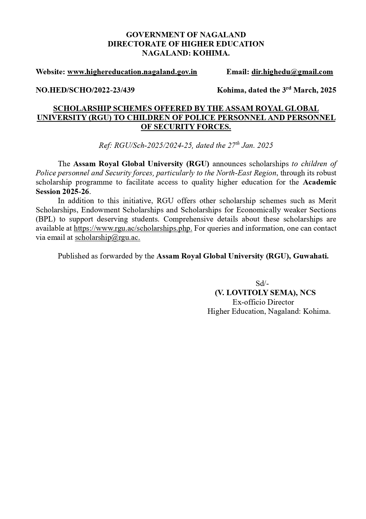 SCHOLARSHIP SCHEME: HIGHER EDUCATION