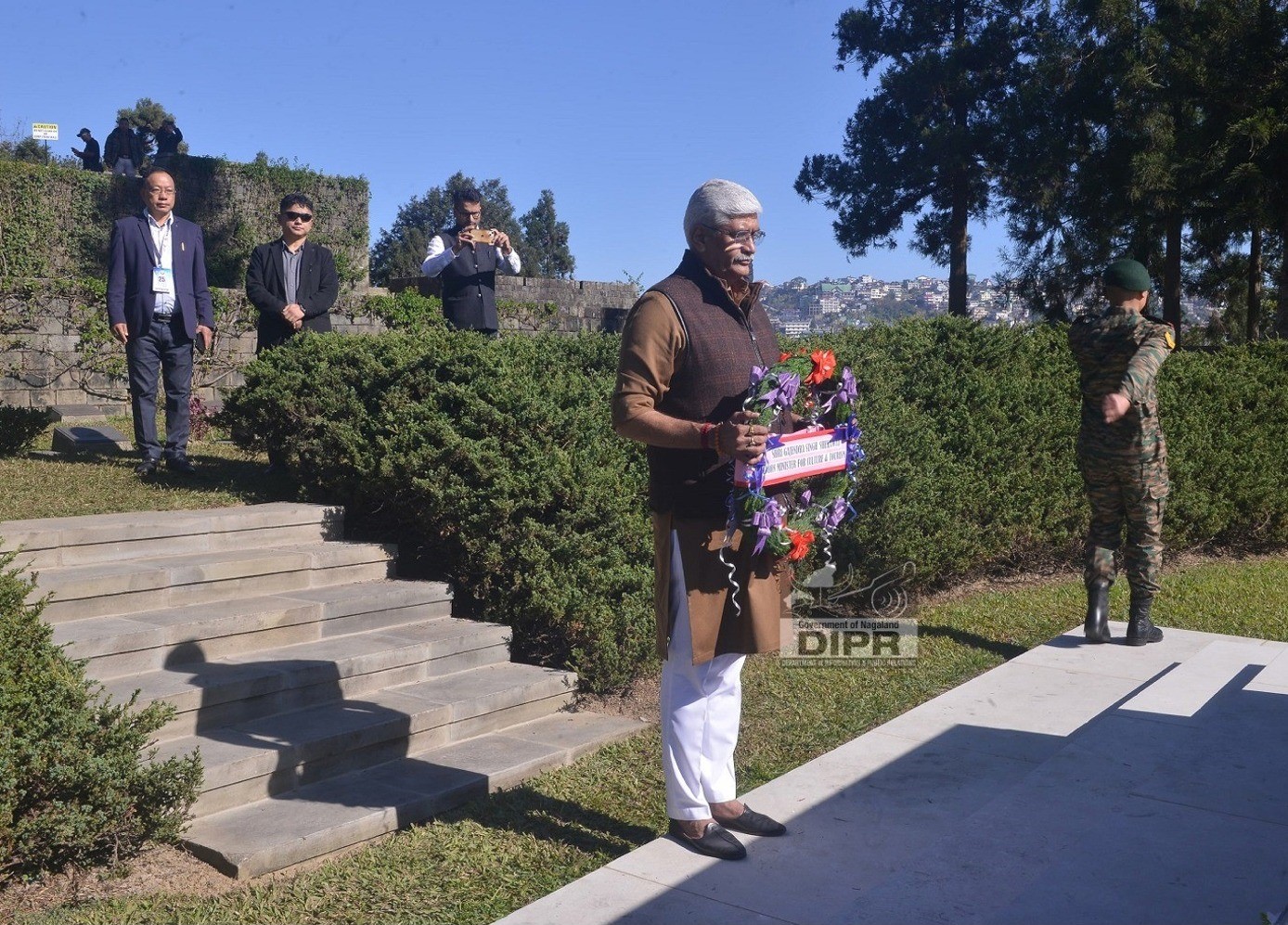 UNION MINISTER GAJENDRA SINGH SHEKHAWAT PAYS TRIBUTE AT KOHIMA WORLD WAR II CEMETERY
