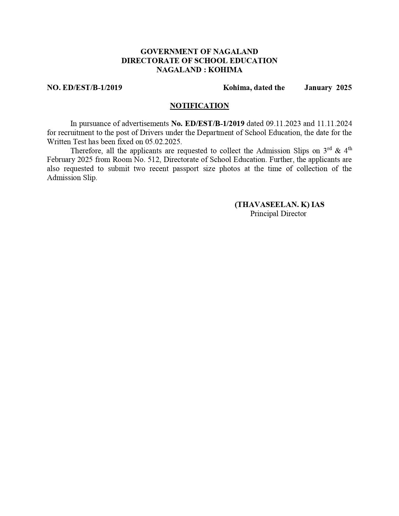 NOTIFICATION: SCHOOL EDUCATION