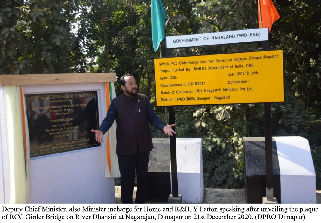 Patton speaking at the inauguration of RCC bridge on River Dhansiri at Nagarajan Dimapur