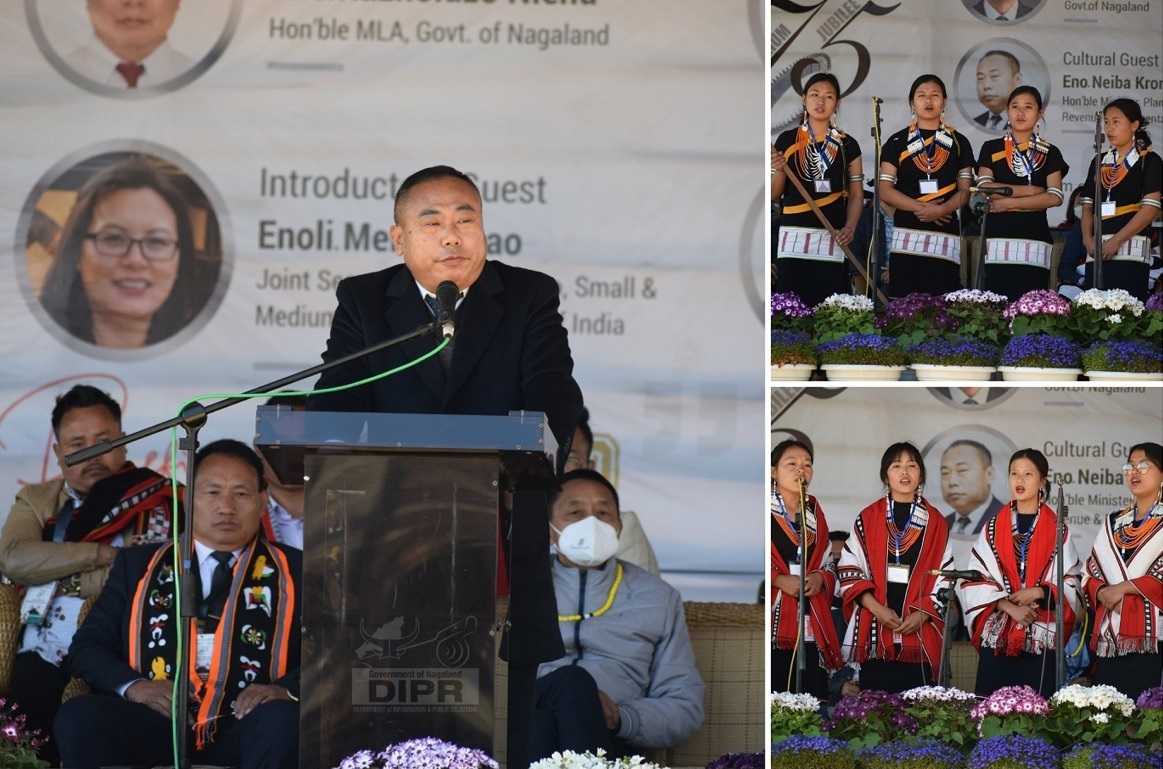 CULTURAL GUEST NEIBA KRONU SPEAKING AT THE CULTURAL SESSION OF CHAKHESANG STUDENTS’ UNION PLATINUM JUBILEE CELEBRATION