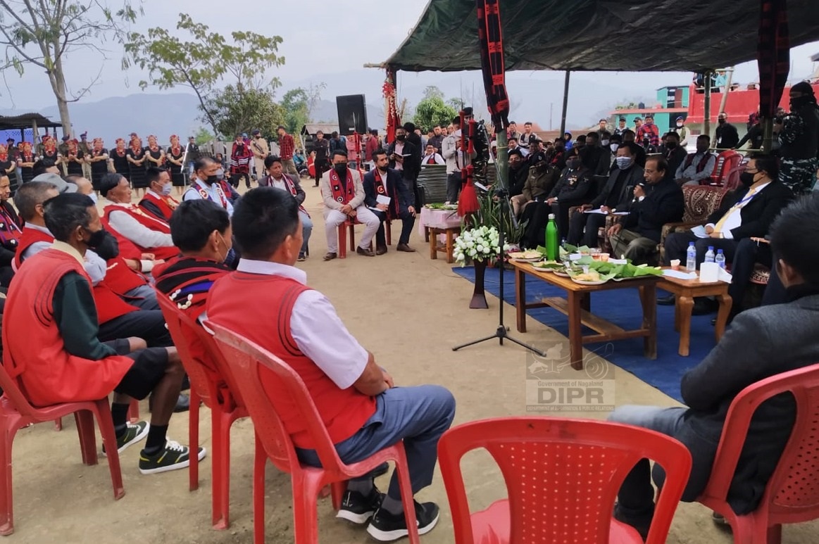 Governor Prof, Jagdish Mukhi interacting with Kiphire village authorities