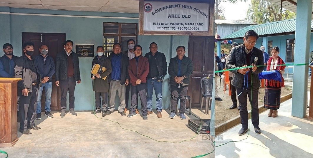 Mhathung Yanthan inaugurating the newly constructed Government High School building at Old Aree