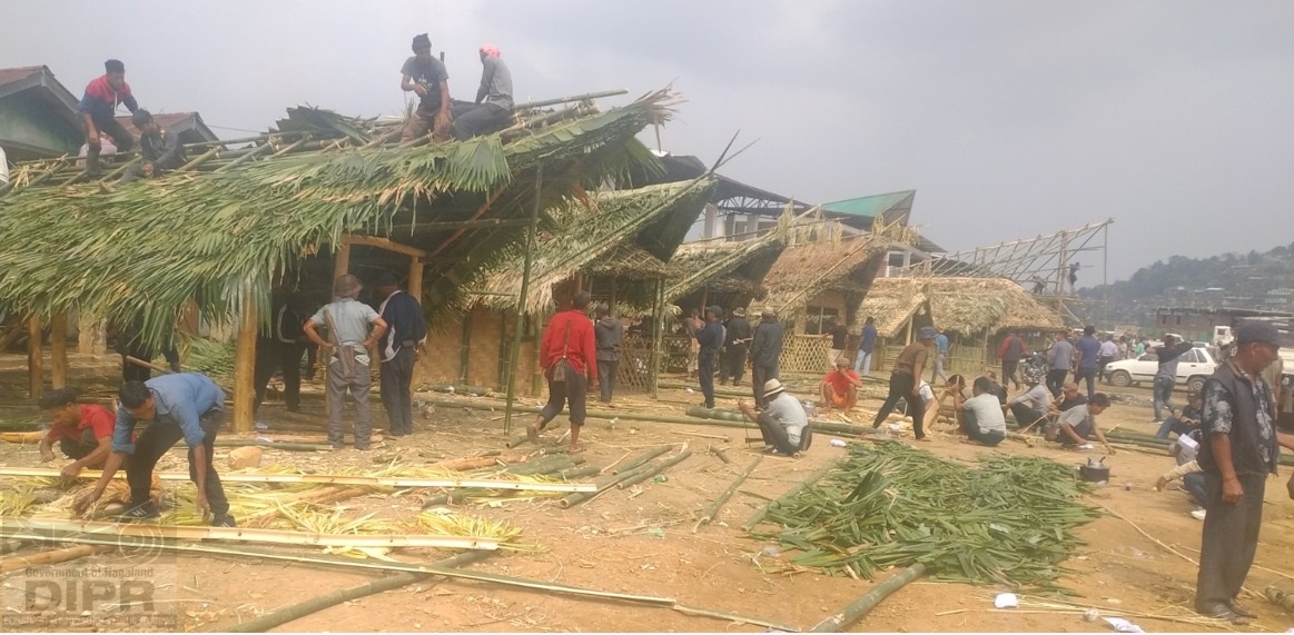 Preparation for the Phom Monyu Tribal Festival celebration