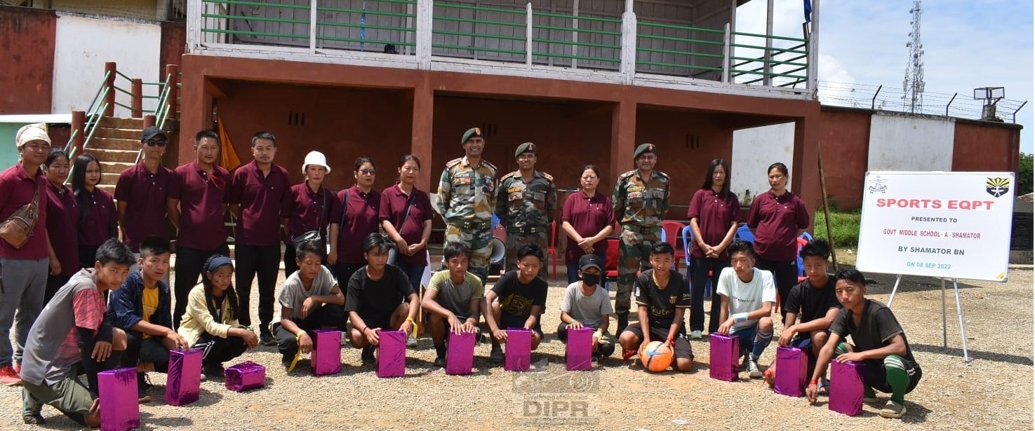 Shamator Battalion Assam Rifles Donate Football kit to School Football team.