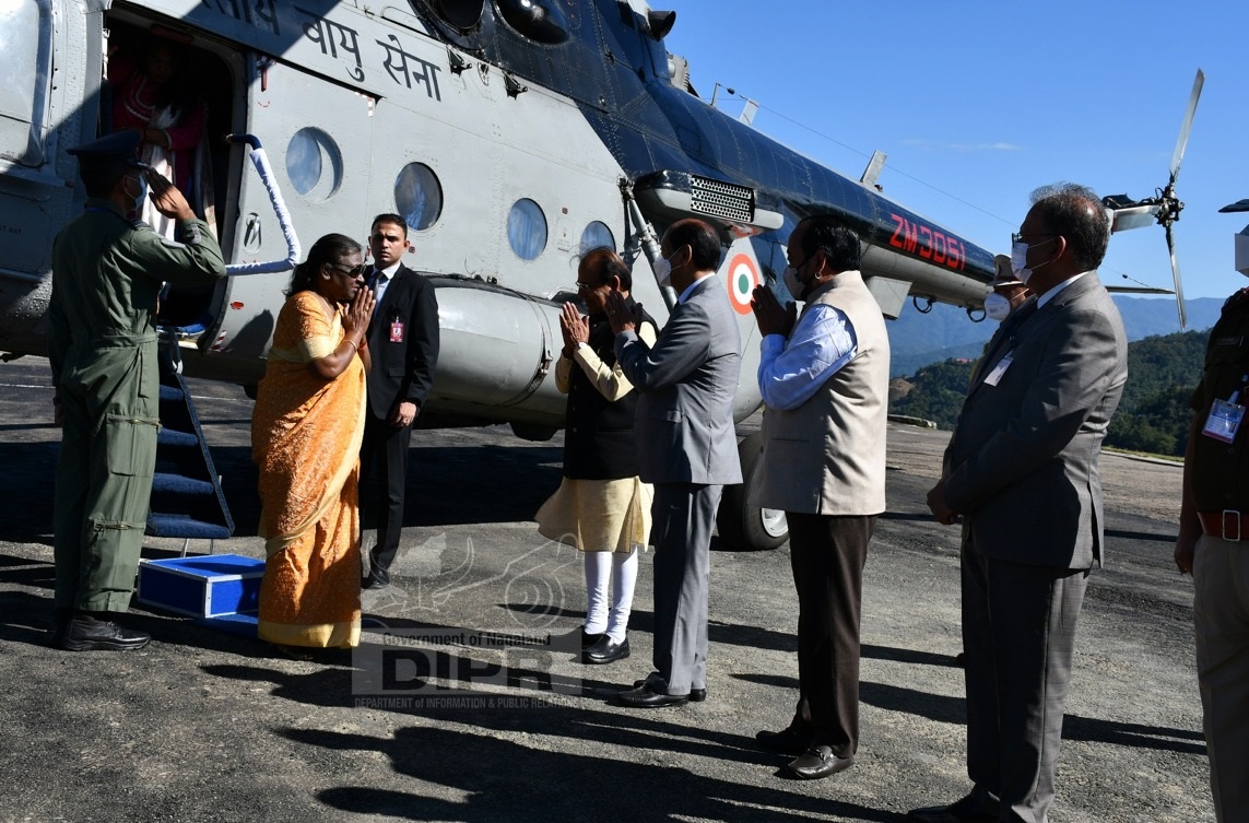 President of India received by the Governor of Nagaland, Chief Minister Nagaland and others
