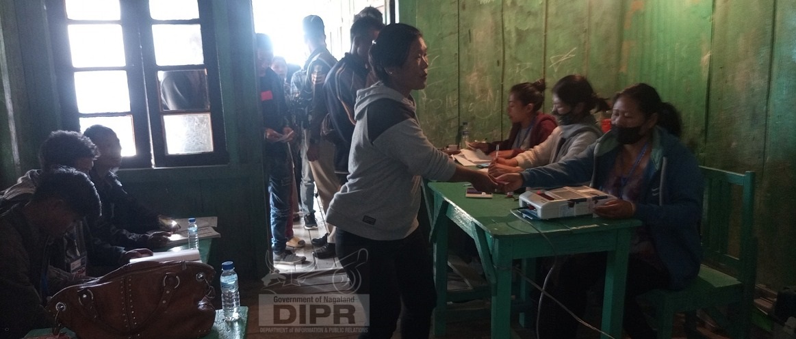 All women polling personnel on duty at Tuensang village