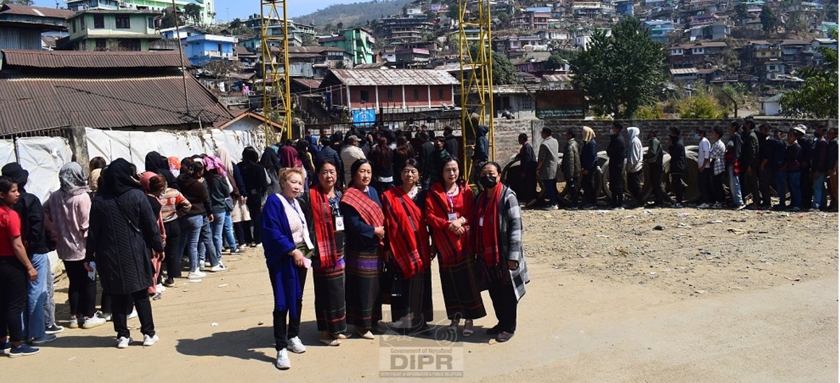 Lotha Eloe Hoho team led by its President monitoring and visiting polling stations