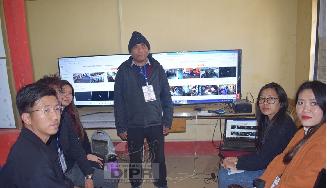 NIC Team, Wokha monitoring webcasting facility set up in various polling stations under Wokha district