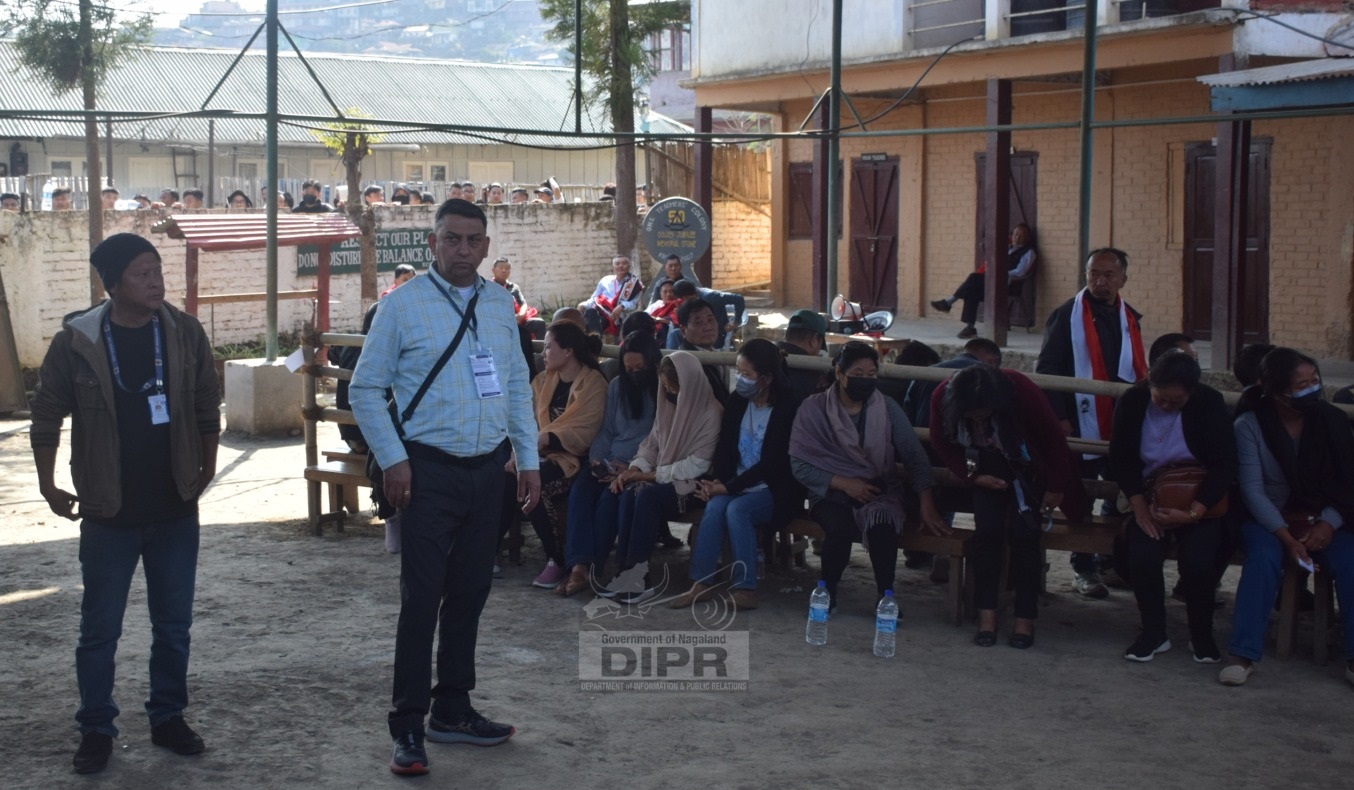 Naveen Seini IPS, Police Observer from ECI for Mokokchung district visiting one of the polling station at Mokokchung
