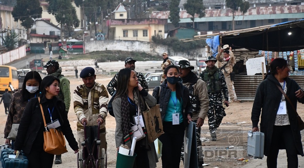 Polling Personnel's returning from their respective polling stations