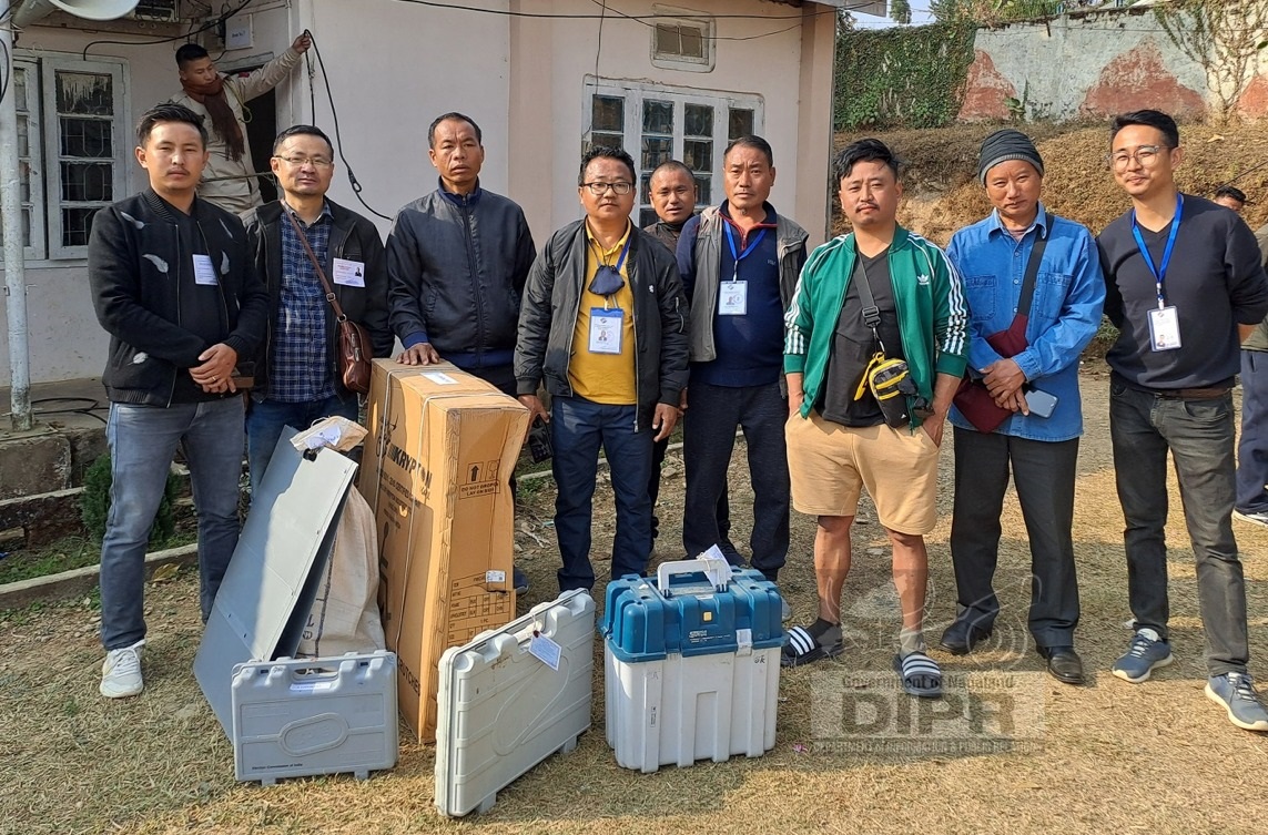 Polling officials under Pughoboto leaving for their respective Polling station at Pughboto