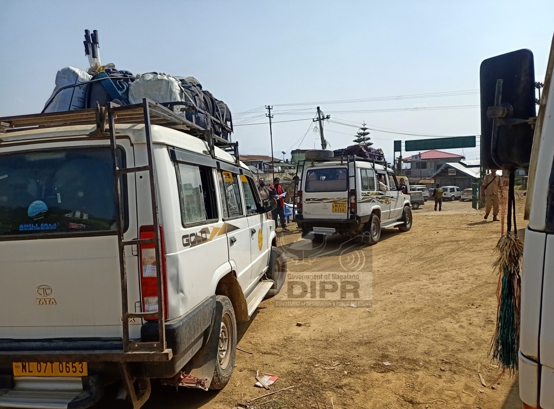 Polling party of 7-Peren AC heading to their polling station at Peren