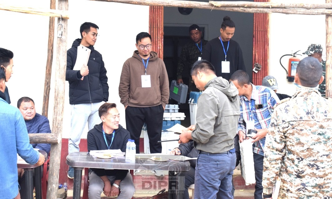 Polling teams collecting polling materials and EVM at Tuensang