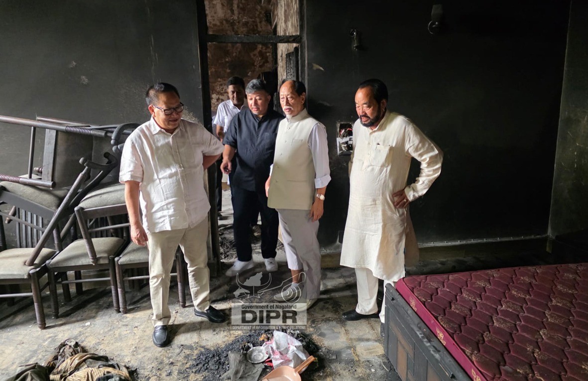 CM DR. NEIPHIU RIO VISITS FIRE OUTBREAK SITE AT NAGALAND HOUSE NEW DELHI