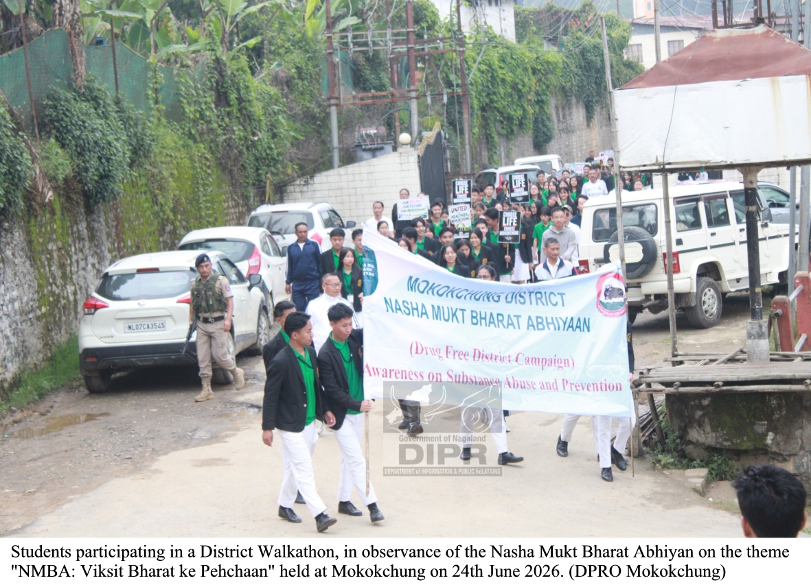 MOKOKCHUNG ORGANIZES DISTRICT WALKATHON TO PROMOTE 'NASHA MUKT BHARAT ABHIYAN