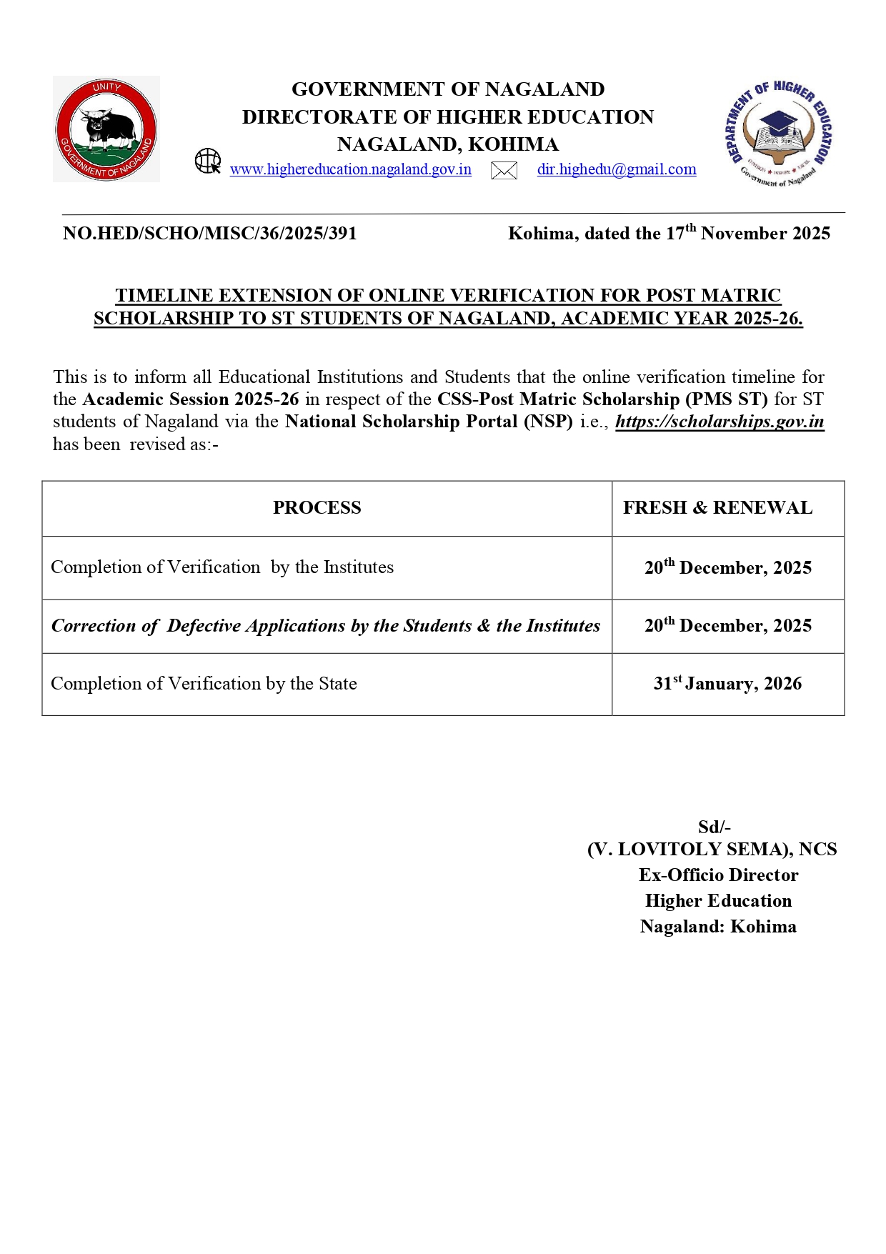 Scholarship: Higher education