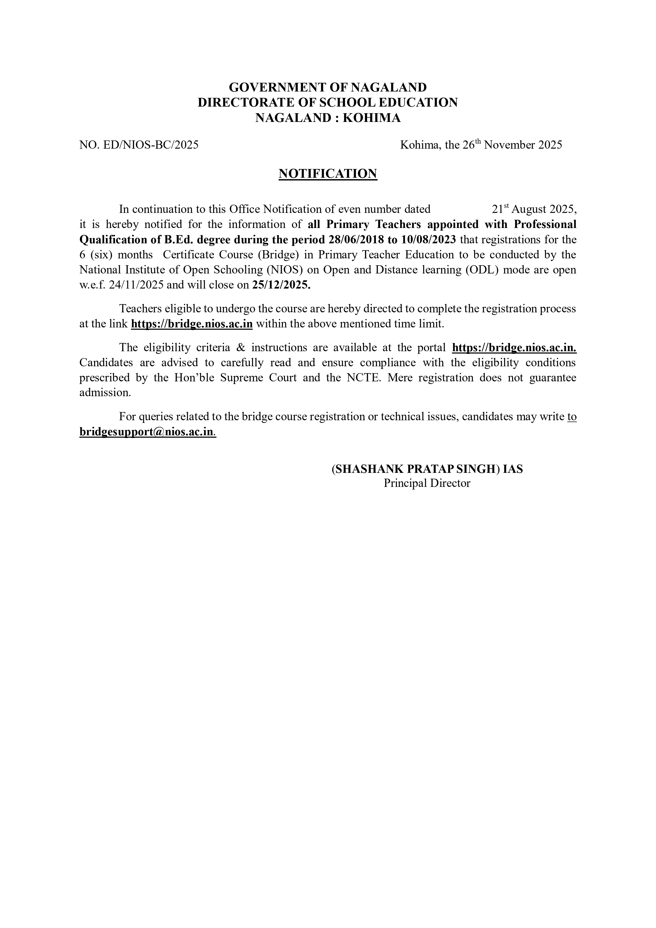 Notification  School Education