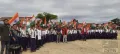 Students participating at the ongoing 'Har Ghar Tiranga' campaign 'Prabat Pheris' morning procession at Tening