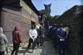 Voters queuing to cast their votes at Thevoma Fort Building, Khonoma