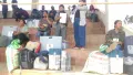 Women polling personnel waiting at vehicle transit camp at Longleng