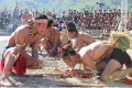 Participants from 11 wards participating in the Fire making competition during International Hornbill Festival Mon Edition 2025 at Konyak Heritage Complex, Mon on 10th December 2025.